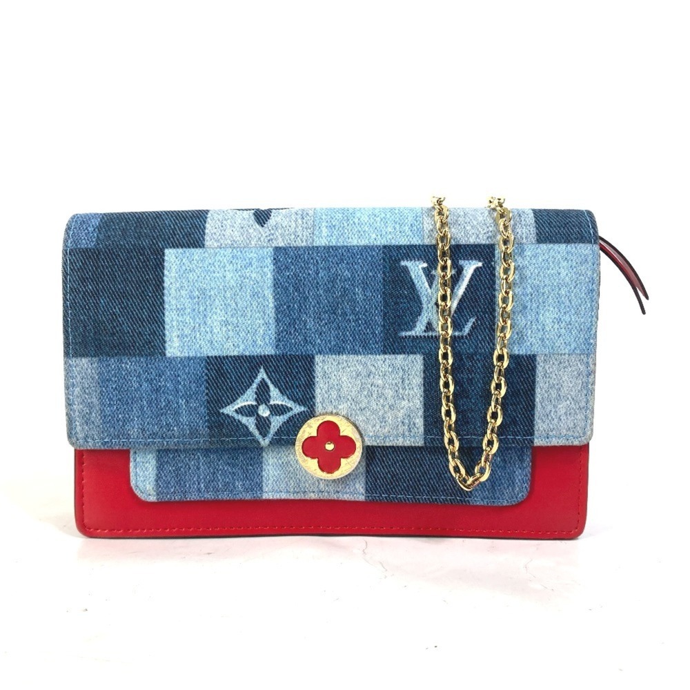 LOUIS VUITTON M69036 Monogram Denim Portefeuille Flore Chain Wallet/Shoulder ...